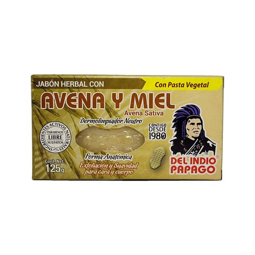 Jabon Dermolimpiador con Avena y Miel 125 g — Del Indio Papago