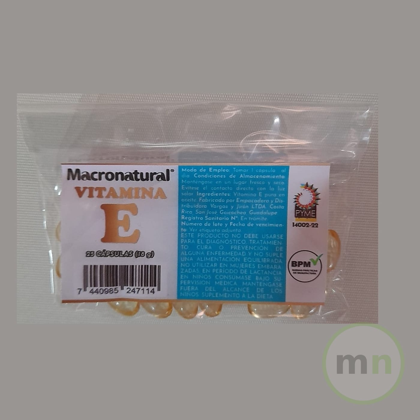VITAMINA E MACRONATURAL - Paquete 25 unidades