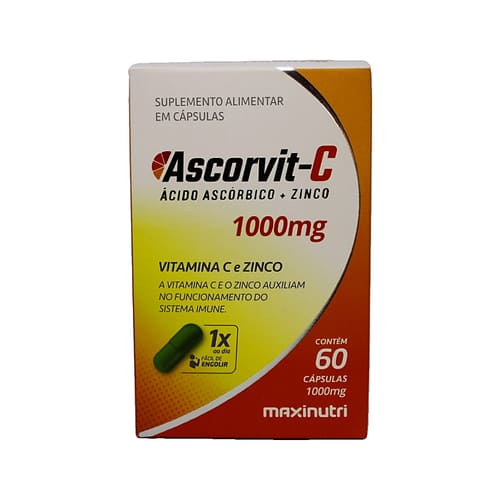 Ascorvit-C Vitamina C + Zinc 1000 mg — Maxinutri (60 capsulas)